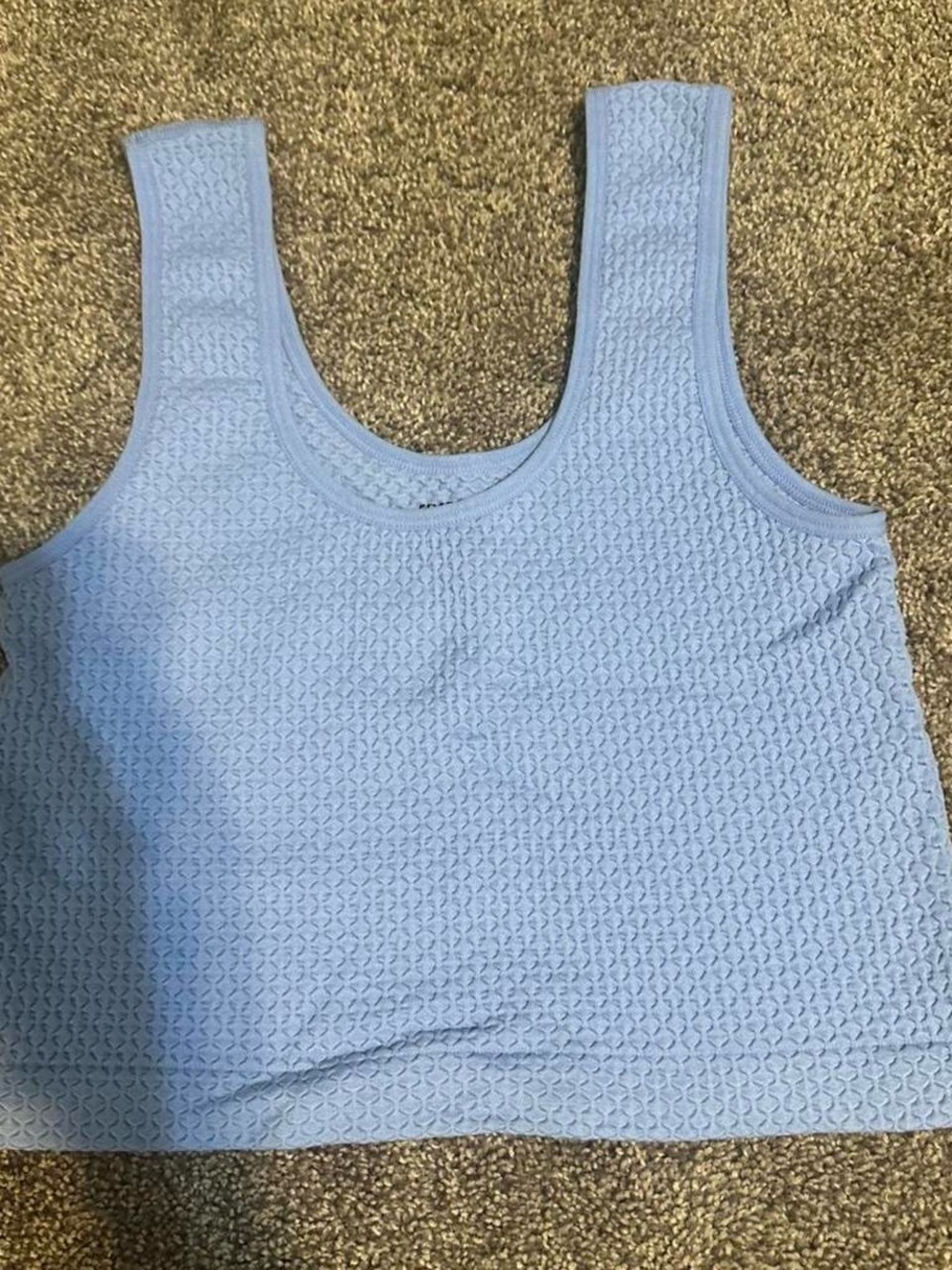 Light Blue Textured Tank Top - Women's Sleeveless Crop